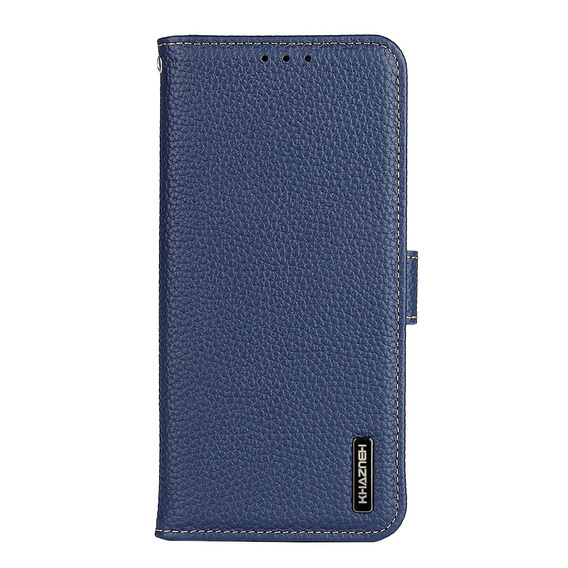Skórzane Etui KHAZNEH RFID do Xiaomi Poco F6, Litchi Texture, niebieskie