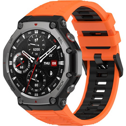 Pasek Silikonowy do Amazfit T-Rex 3, Pomarańczowy / Czarny
