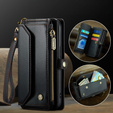 Etui CASEME do iPhone 16e RFID Leather Wallet, RFID Leather Wallet, z paskiem na ramię, czarne