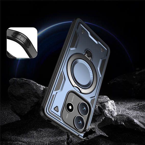 Etui do Xiaomi Redmi Note 14 5G, Military MagSafe, niebieskie + Szkło 9H