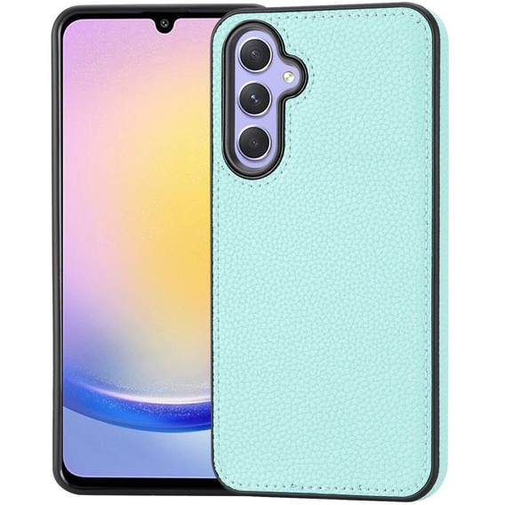 Etui skórzane do Samsung Galaxy A25 5G, Obudowa Lychee leather Case, niebieskie + Szkło 9H