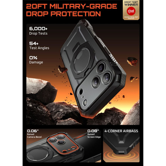 Etui Supcase do iPhone 17 Pro Max, Unicorn Beetle Grip Pro Mag, Black