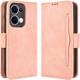 Etui z klapką do Oppo Reno 13, Card Slot, różowe