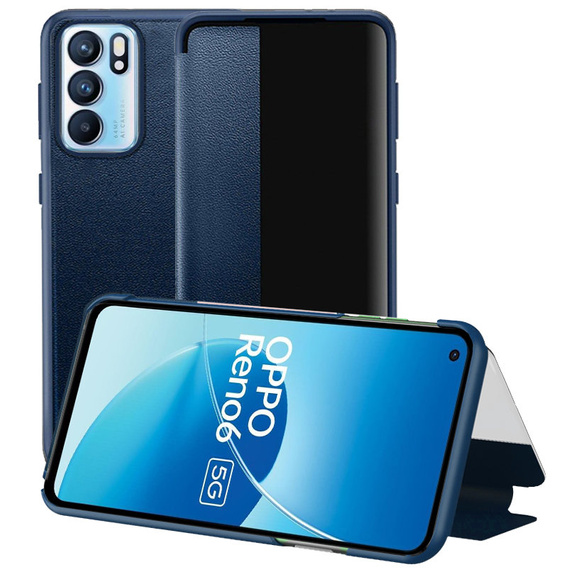 Etui Side View Leather do Oppo Reno6 5G, Blue