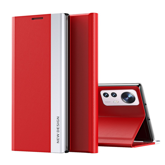 Etui z klapką do Xiaomi 12 Pro, Side Magnetic, czerwone