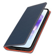 Etui z klapką do Samsung Galaxy S25+ Plus, Litchi Skin Grain, granatowe