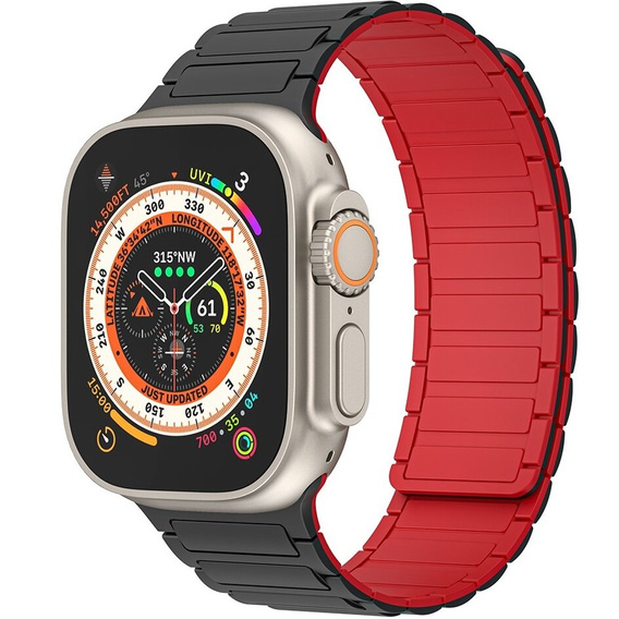 Pasek Silikonowy do Apple Watch 1/2/3/4/5/6/7/8/9/10/11/SE Ultra 1/2/3 42/44/45/46/49mm, Czarny/Czerwony