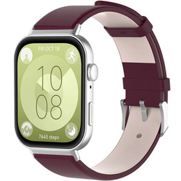 Pasek Skórzany do Huawei Watch Fit 4 / 4 Pro / 3, Bordowy