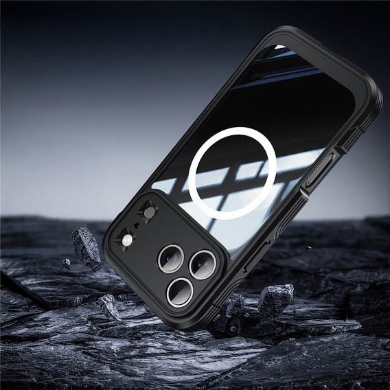 Etui do iPhone 17 Pro Max, Shockproof, ze szkłem, do MagSafe, czarne