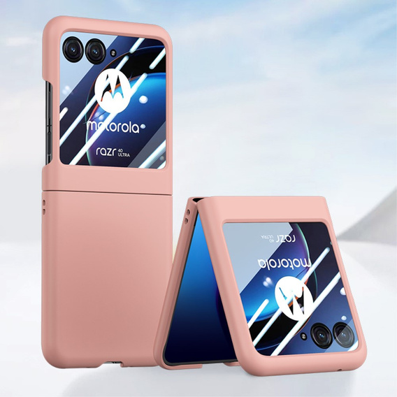 Etui PC Case do Motorola Razr 40 Ultra 5G, ze szkłem na ekran, różowe