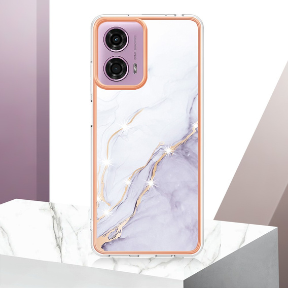 Etui ochronne do Motorola Moto G24 / G24 Power / G04, Marble Slim Case, białe