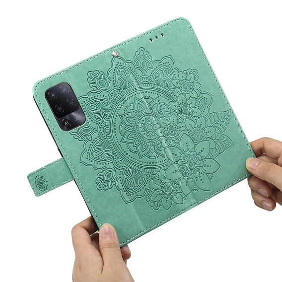 Etui z klapką do Oppo Reno5 Z / A94 / A95 5G, Mandala, zielone