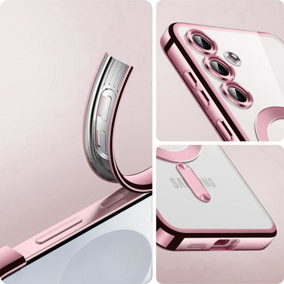 Etui do Samsung Galaxy S25, Electro MagSafe, różowe rose gold + Szkło na ekran