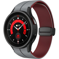 Pasek Silikonowy do Samsung Galaxy Watch 4/5/6 40/42/43/44/45/46/47mm, Szary / Bordowy