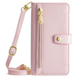 Etui z klapką do Samsung Galaxy A16 / A16 5G, Wallet Zipper Pocket, różowe