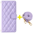 Etui z klapką do Samsung Galaxy A16 / A16 5G, Rhombus Crossbody Leather, fioletowe