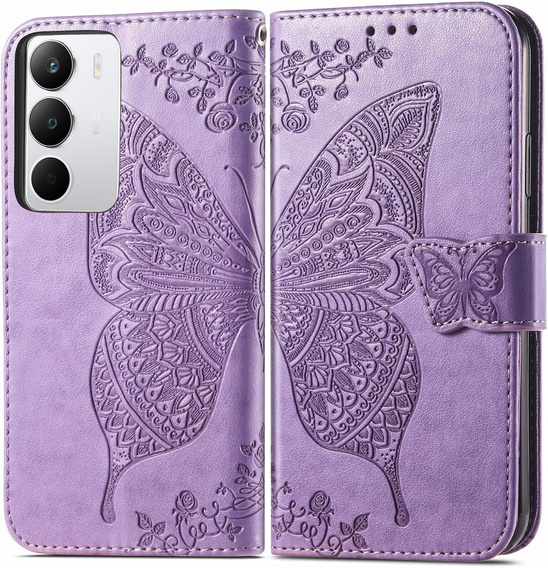 Etui z klapką do Realme C71, Butterfly, fioletowe