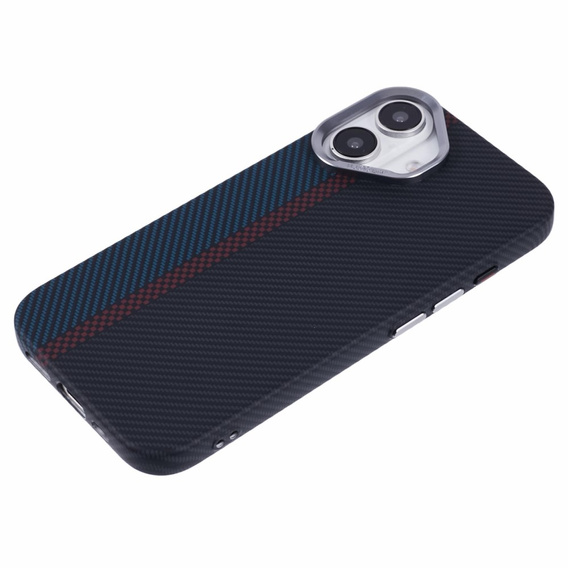 Etui do iPhone 16, Carbon Fiber MagSafe, czarne / niebieskie