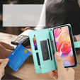 Etui z klapką do Samsung Galaxy A56 5G, Wallet Zipper Pocket, zielone