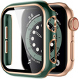 2w1 Etui + Szkło Hartowane do Apple Watch 4/5/6/SE 44mm, Zielone / Złote