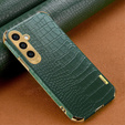 Etui skórzane do Samsung Galaxy A35 5G, Crocodile, zielone