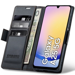 Etui do Samsung Galaxy A25 5G, ERBORD Glossy Litchi, portfel z klapką, czarne