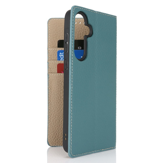 Etui z klapką do Samsung Galaxy S25+ Plus, Litchi Skin Grain, niebieskie