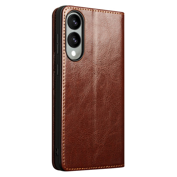 Skórzane etui portfelowe z funkcją podstawki do Samsung Galaxy S25 Edge – elegancja i funkcjonalność - brązowe