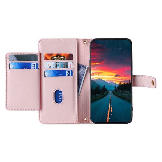 Etui z klapką do Realme 12 Pro 5G / 12 Pro+ 5G, Wallet Zipper Pocket, różowe