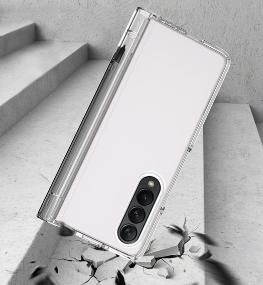Etui ze szkłem do Samsung Galaxy Z Fold 4 5G, Rubberized Case, Transparent