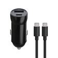 Maxlife ładowarka samochodowa PD/QC MXCC-04 20W (1× USB-C + 1× USB) + kabel USB-C – USB-C 60W, czarna