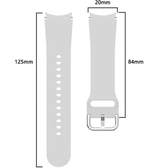 Pasek Silikonowy do Samsung Galaxy Watch 4/5/6/7 40/42/43/44/45/46/47mm, Szary