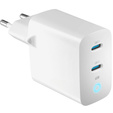 Zestaw Ładowarka Sieciowa 65W GaN 2x USB-C, biała + Nylonowy Kabel USB-C 1.5m