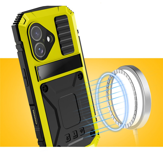 Etui R-JUST do iPhone 17 z wbudowaną ochroną ekranu - żółte