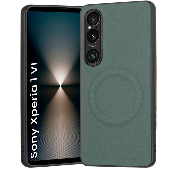 Etui do Sony Xperia 1 VI, Leather Hybrid MagSafe, zielone