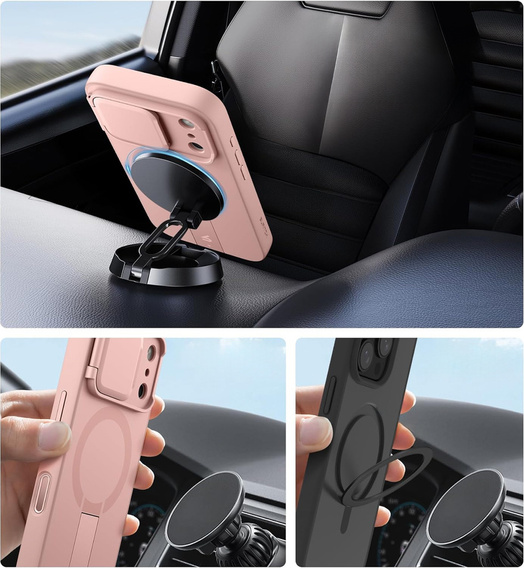 Etui do iPhone 17 Pro Max, Suritch Shockproof, do MagSafe – różowe