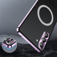 Etui z ochroną aparatu do Samsung Galaxy S23 Plus, CamShield MagSafe, przezroczyste / fioletowe