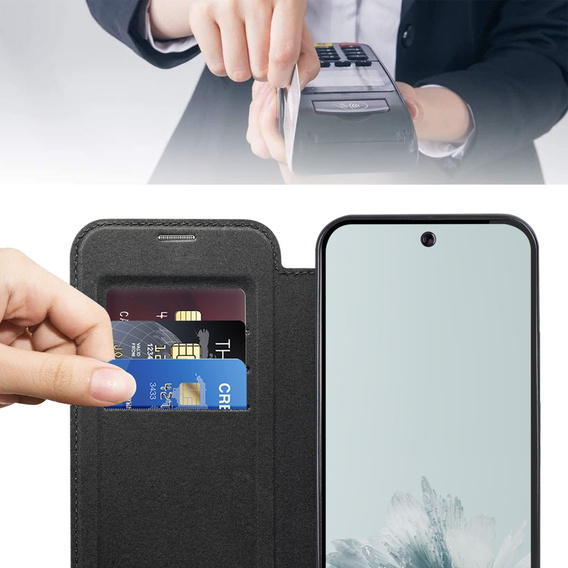 Etui z klapką do Google Pixel 9A, RFID Wallet MagSafe z ochroną aparatu, czarne
