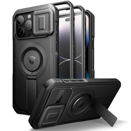 Etui pancerne do iPhone 14 Pro Max, Dexnor CamProtect MagSafe, czarne (Dwie ramki)