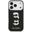 Etui Karl Lagerfeld do iPhone 17 Pro, Grained Karl & Choupette Heads Pins & Logo, czarne