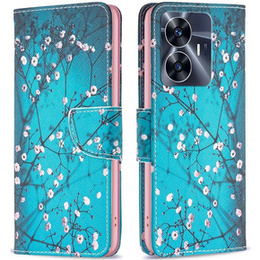 Etui z klapką do Realme C55, Wallet, Sakura niebieskie