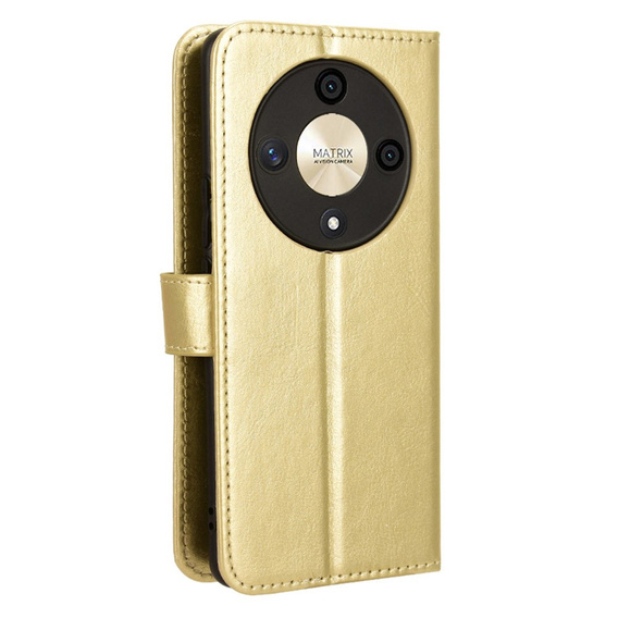 Etui z klapką do Honor Magic 6 Lite 5G, Crazy Horse Wallet, złote