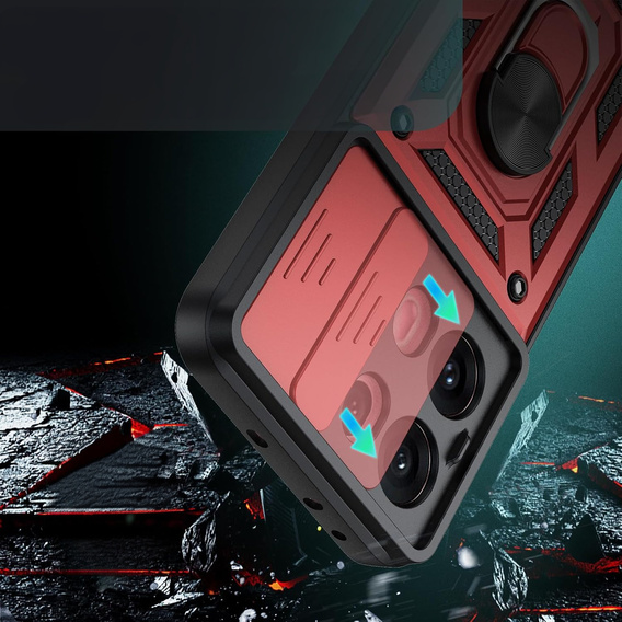 Etui pancerne do Oppo Reno 13 Pro, CamShield Slide, czerwone