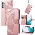 Etui z klapką do Samsung Galaxy A56 5G, Butterfly, różowe rose gold