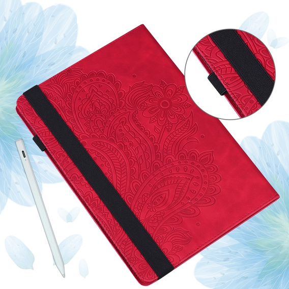 Etui do Xiaomi Redmi Pad SE 11", Flowers, czerwone