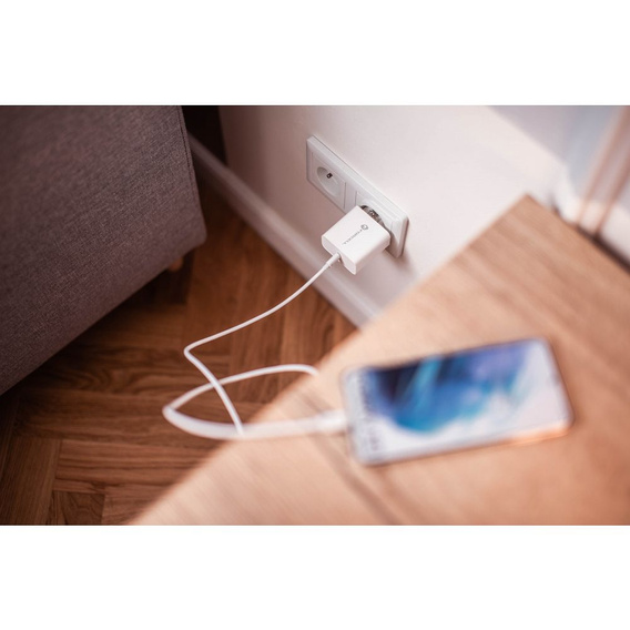 Forcell F-Energy TFK‑TC‑45WPD – Szybka ładowarka sieciowa USB-C 45 W QC4.0/PD - Biała