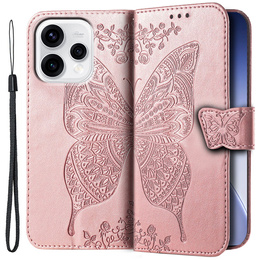 Etui z klapką do Oppo Reno 15, Butterfly, różowe