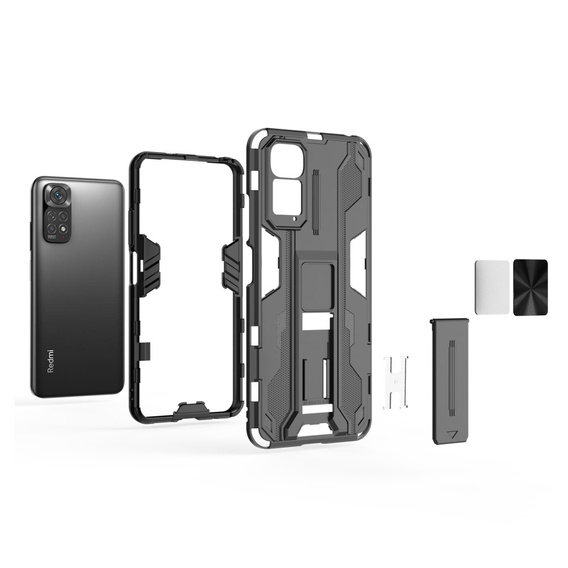 Etui do Xiaomi Redmi Note 11/11S, Military kickstand, czarne