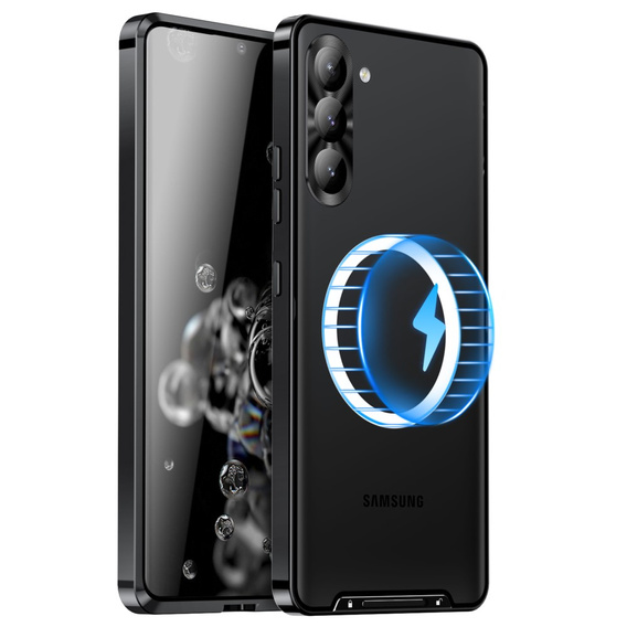 Etui z ochroną aparatu do Samsung Galaxy S23 Plus, CamShield MagSafe, przezroczyste / czarne