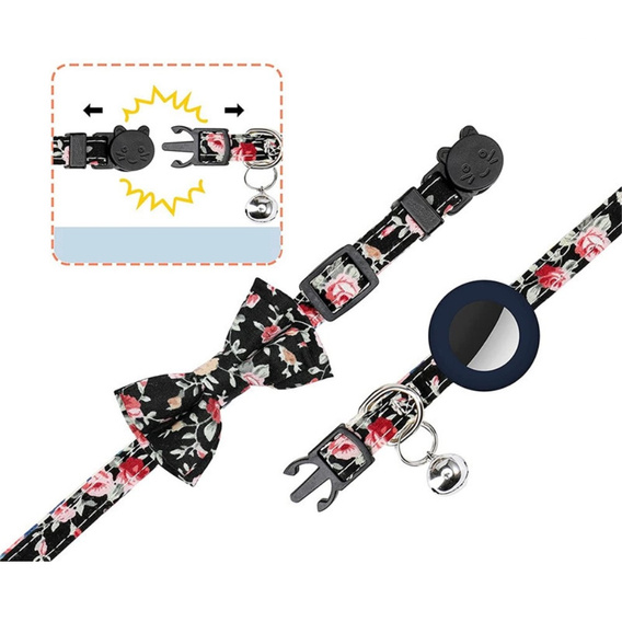 Etui Obroża z muszką i dzwoneczkiem do Apple AirTag 2 / 1, z folią, Czarna